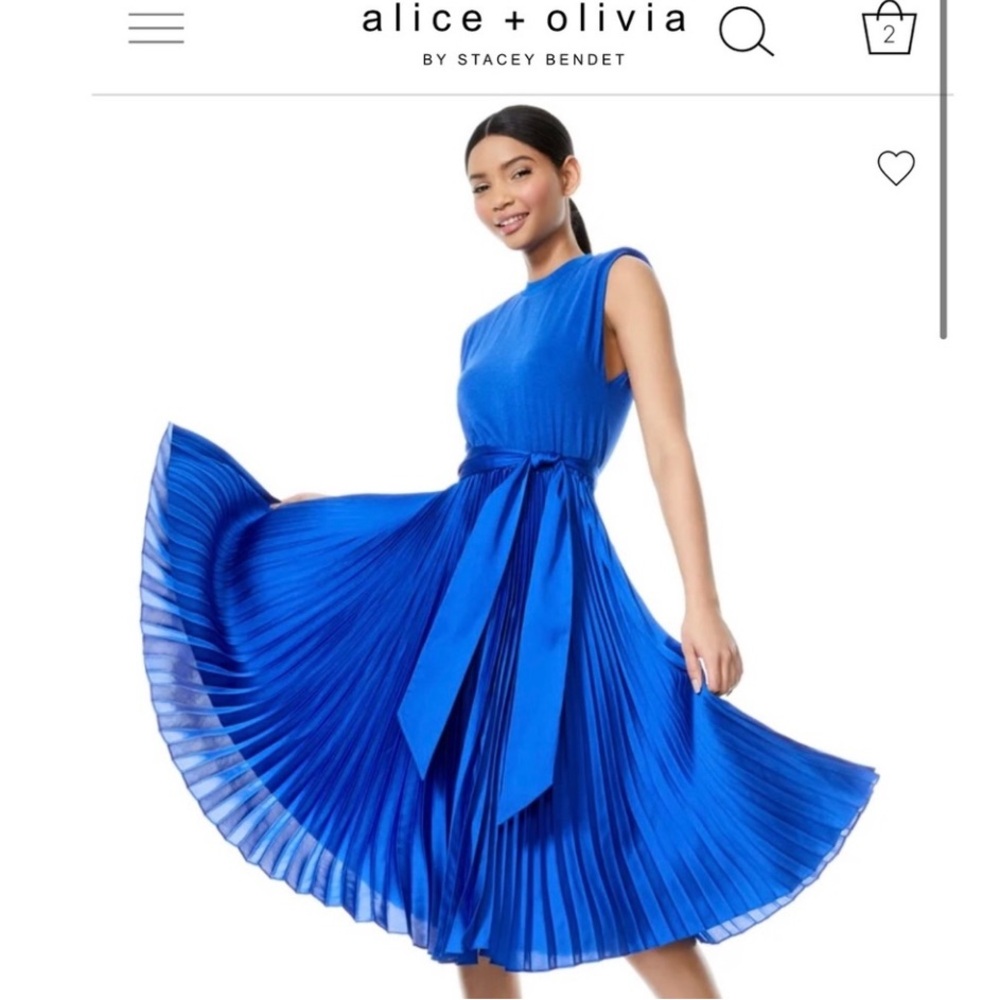 Alice + Olivia Yuki‎ Strong Shoulder MIDI Dress Size 2